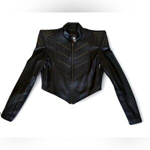 Black Studded Moto Jacket | Lambskin Leather